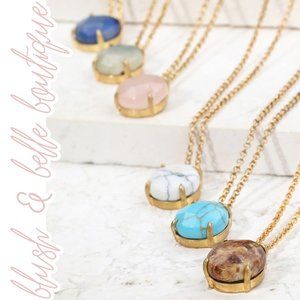 Natural Stone Charm Necklace